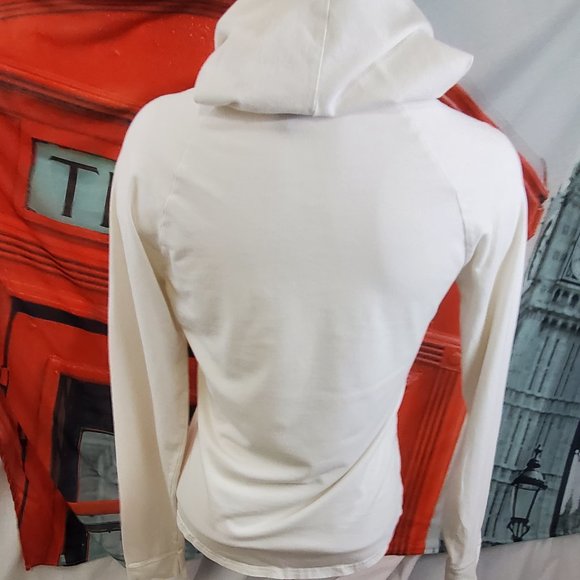 Gap stretch cotton blend Hooded top Size Small white with stirpes - Picture 4 of 7